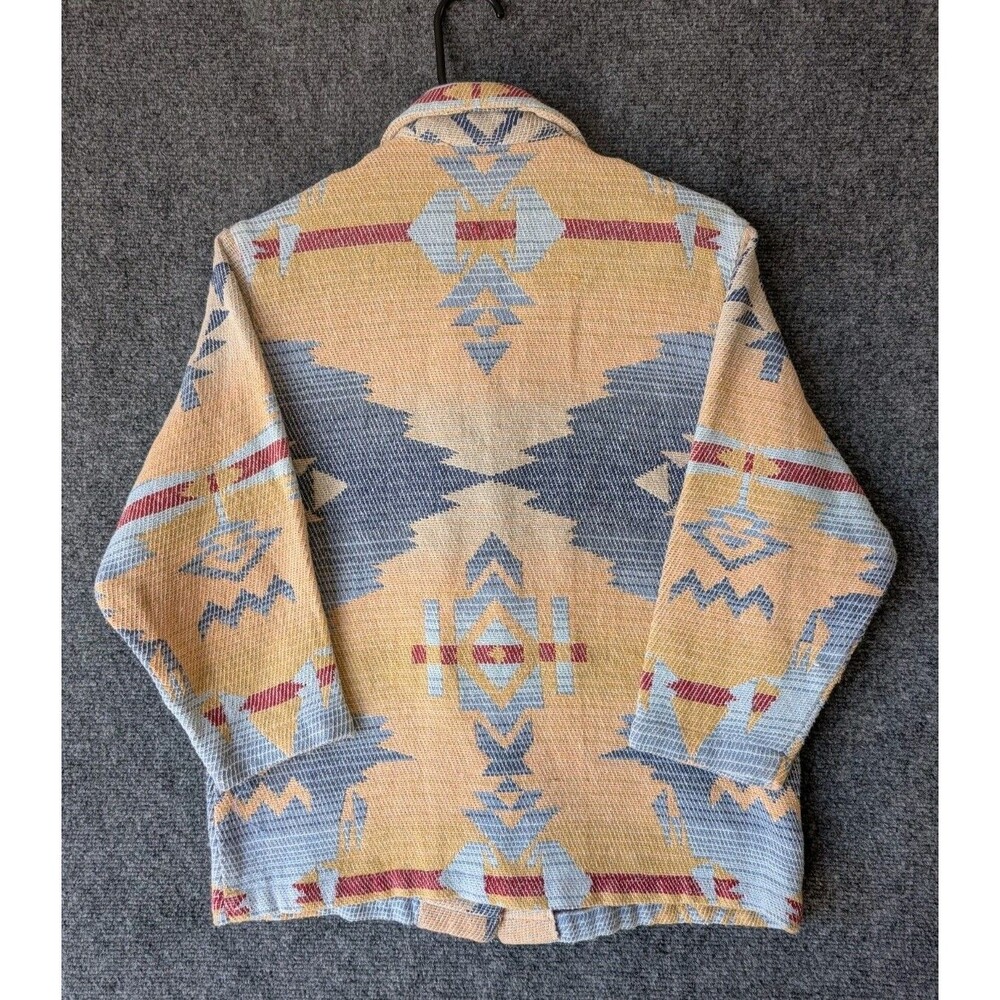 Vtg The Last Best Place Tapestry Jacket XS Cotton Southwestern Aztec Boho Tribal - Picture 10 of 12
